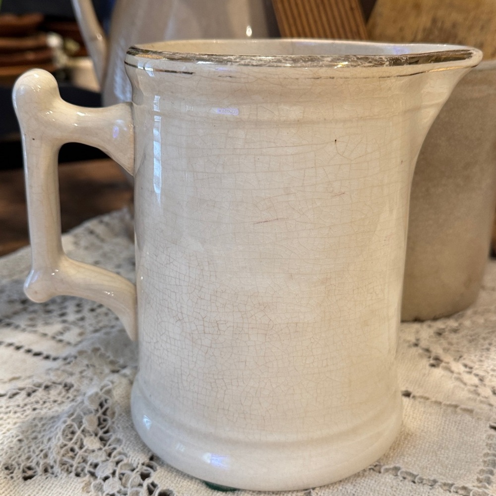 Antique Dresden Warranted Ironstone Cream/Milk Tankard Pitcher stained & crazed - Picture 3 of 4